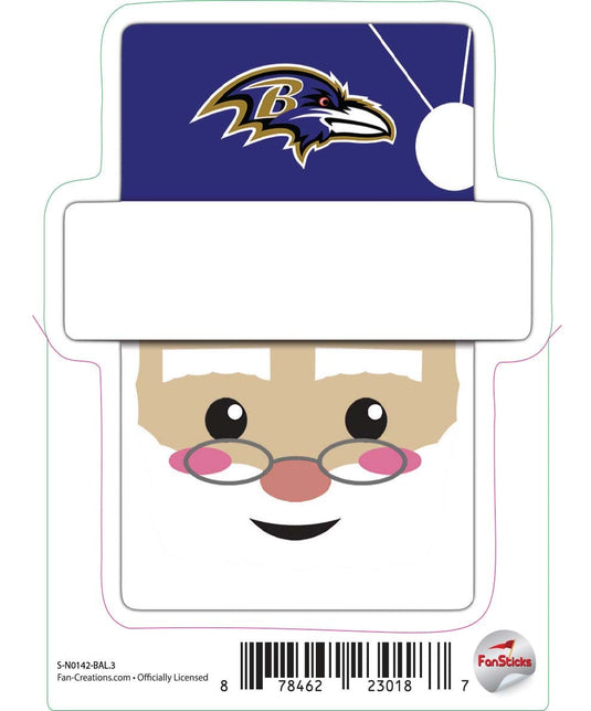 Fan Creations Decal Baltimore Ravens 3in Decal Santa Holiday Head