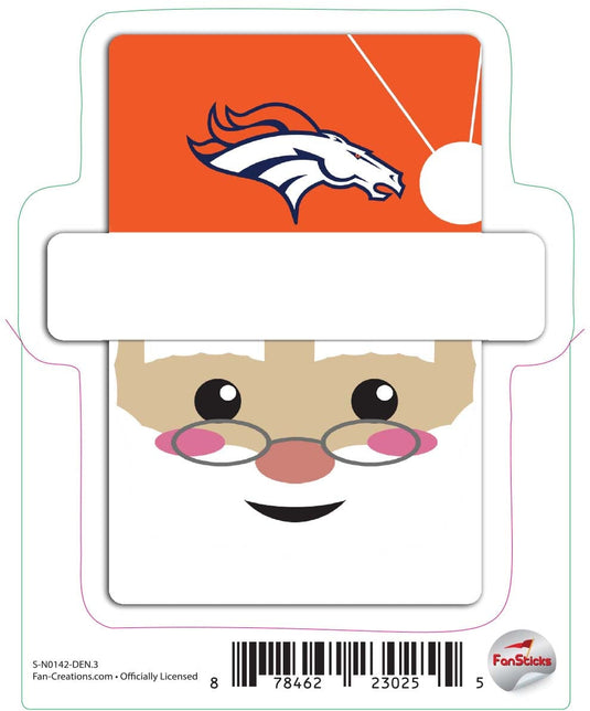 Fan Creations Decal Denver Broncos 3in Decal Santa Holiday Head