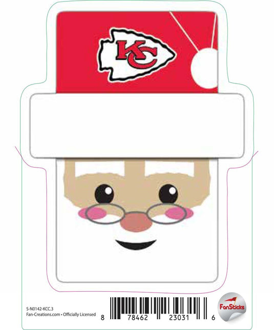 Fan Creations Decal Kansas City Chiefs 3in Decal Santa Holiday Head