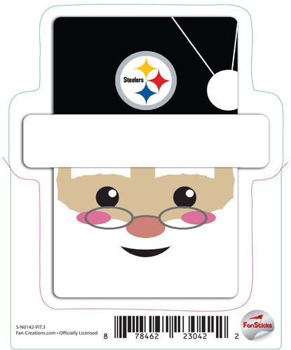 Fan Creations Decal Pittsburgh Steelers 3in Decal  Santa Holiday Head