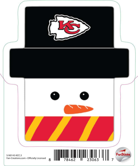 Fan Creations Decal Kansas City Chiefs 3in Decal Snowman Holiday Head