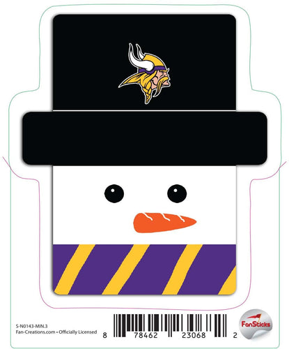 Fan Creations Decal Minnesota Vikings 3in Decal Snowman Holiday Head