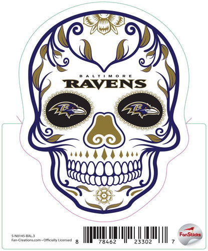 Fan Creations Decal Baltimore Ravens 3in Decal Sugar Skull