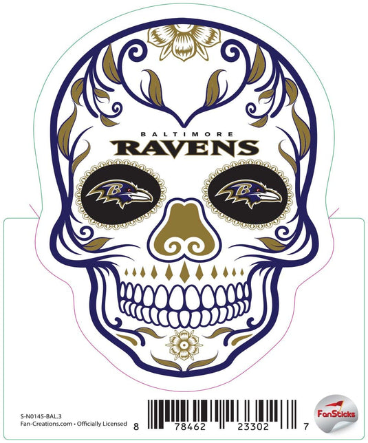 Fan Creations Decal Baltimore Ravens 3in Decal Sugar Skull