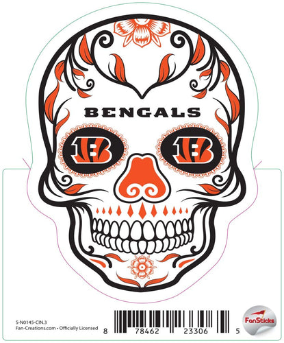 Fan Creations Decal Cincinnati Bengals 3in Decal Sugar Skull
