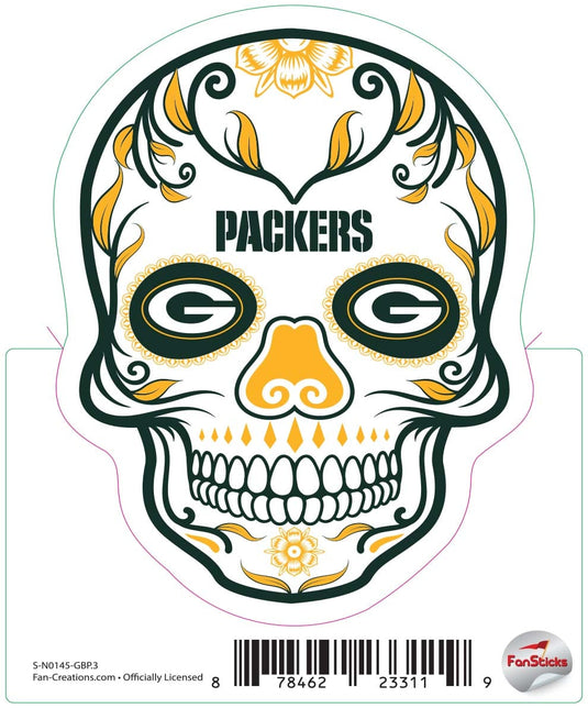 Fan Creations Decal Green Bay Packers 3in Decal Sugar Skull