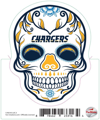 Fan Creations Decal Los Angeles Chargers 3in Decal Sugar Skull