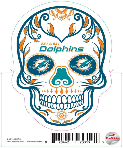 Fan Creations Decal Miami Dolphins 3in Decal Sugar Skull