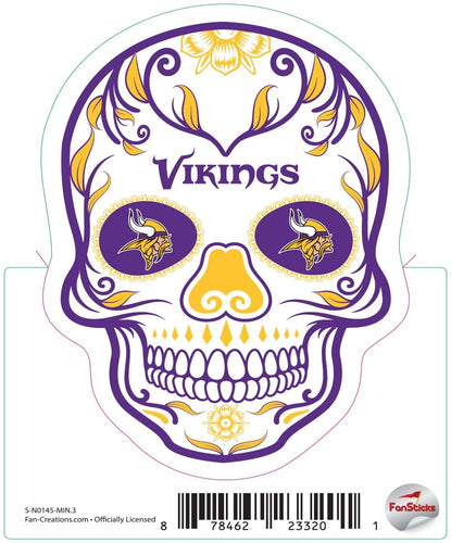 Fan Creations Decal Minnesota Vikings 3in Decal Sugar Skull