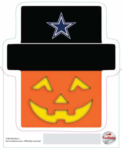 Fan Creations Decal Dallas Cowboys 3in Decal Jack-o'-Lantern Holiday Head