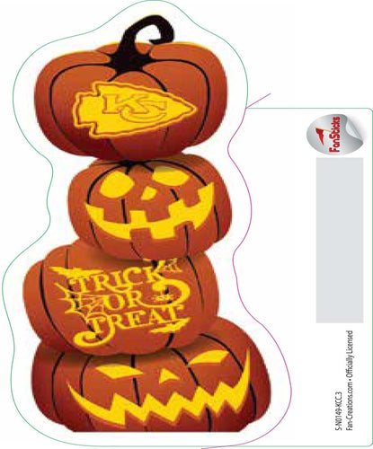 Fan Creations Decal Kansas City Chiefs 3in Decal Pumpkin Stack