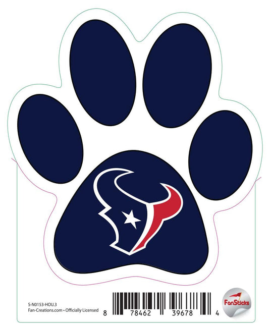 Fan Creations Decal Houston Texans 3in Decal Paw Print with Team Logo