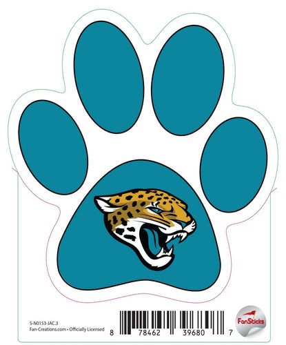 Fan Creations Decal Jacksonville Jaguars 3in Decal Paw Print with Team Logo