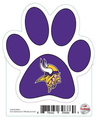 Fan Creations Decal Minnesota Vikings 3in Decal Paw Print with Team Logo