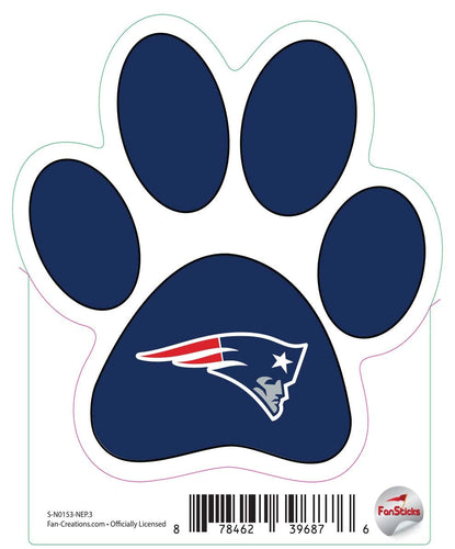 Fan Creations Decal New England Patriots 3in Decal Paw Print with Team Logo