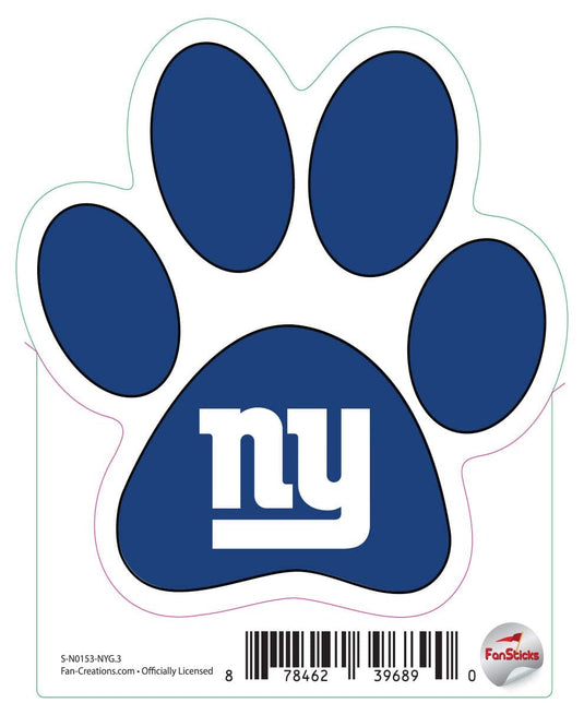 Fan Creations Decal New York Giants 3in Decal Paw Print with Team Logo