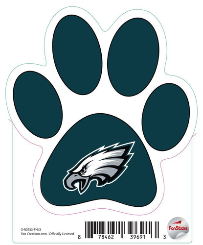 Fan Creations Decal Philadelphia Eagles 3in Decal Paw Print with Team Logo