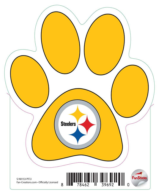 Fan Creations Decal Pittsburgh Steelers 3in Decal  Paw Print with Team Logo
