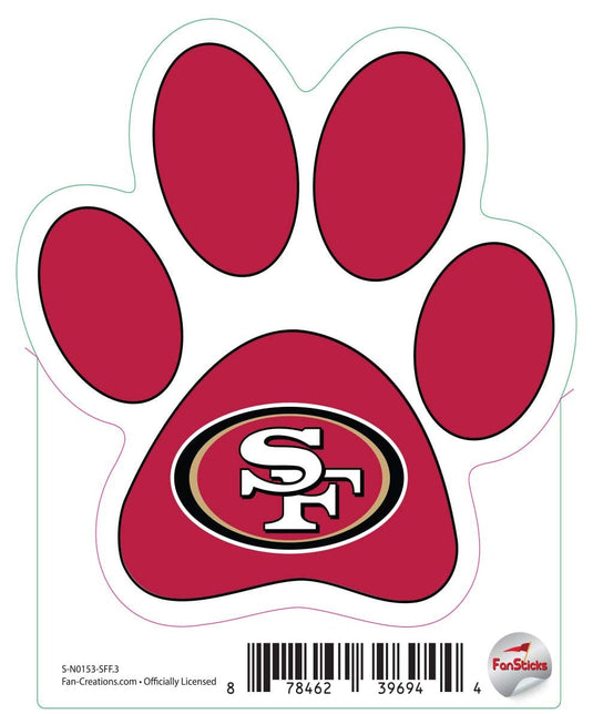 Fan Creations Decal San Francisco 49ers 3in Decal - Paw Print with Team Logo