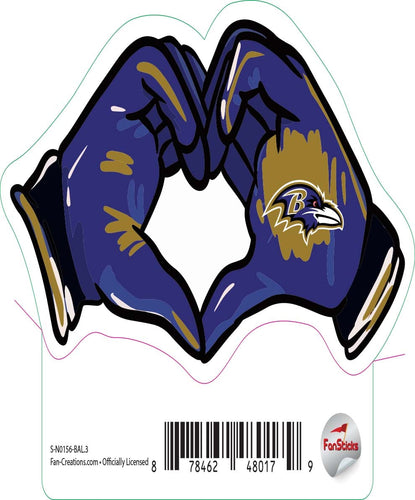 Fan Creations Decal Baltimore Ravens 3in Decal Heart Hands