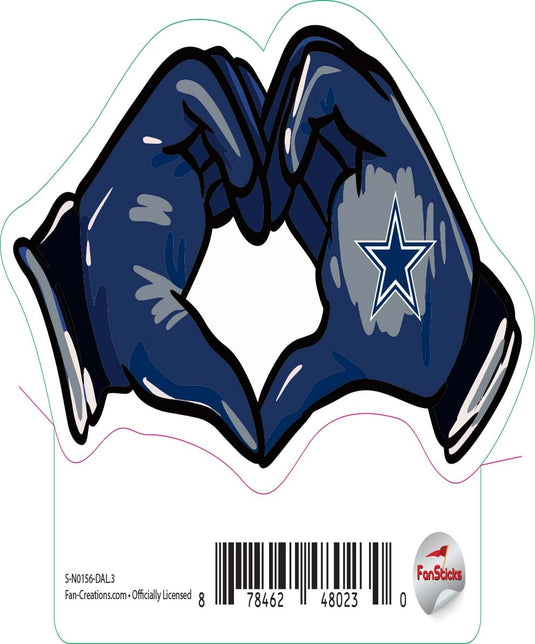 Fan Creations Decal Dallas Cowboys 3in Decal Heart Hands