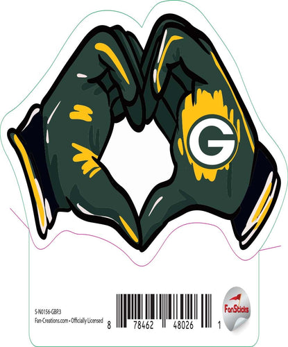 Fan Creations Decal Green Bay Packers 3in Decal Heart Hands