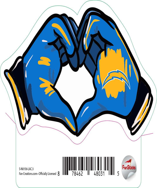 Fan Creations Decal Los Angeles Chargers 3in Decal Heart Hands