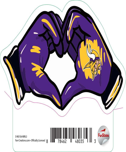 Fan Creations Decal Minnesota Vikings 3in Decal Heart Hands