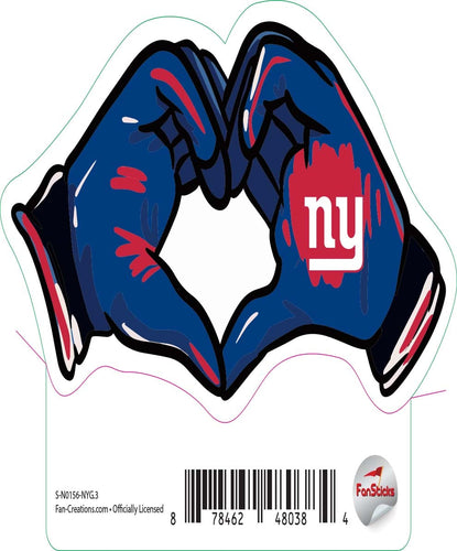 Fan Creations Decal New York Giants 3in Decal Sticker Heart Hands