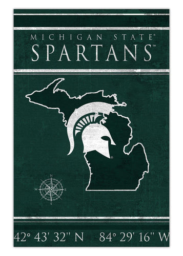 Fan Creations Home Decor Michigan State   Coordinates 17x26