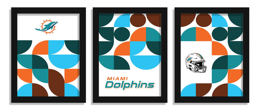 Fan Creations Wall Decor Miami Dolphins Minimalist Color Pop 12x16 (Set Of 3)