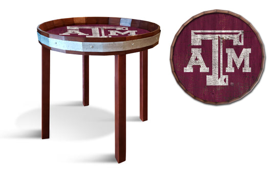 Fan Creations Wall Decor Texas A&M  Barrel Top Side Table