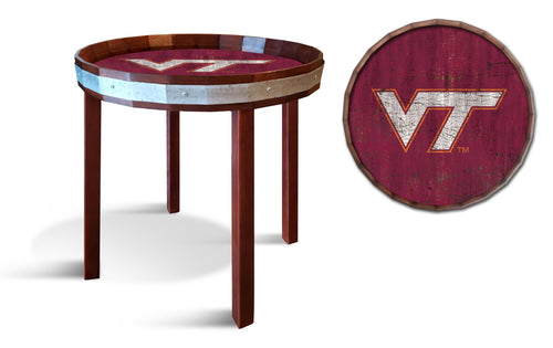 Fan Creations Wall Decor Virginia Tech  Barrel Top Side Table