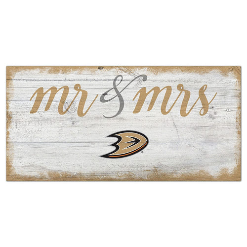 Fan Creations 6x12 Horizontal Anaheim Ducks Script Mr & Mrs 6x12 Sign