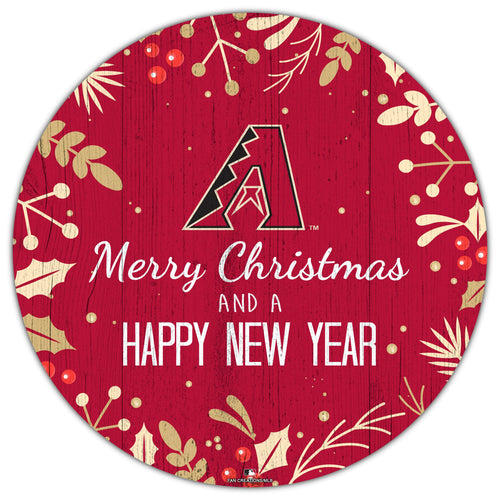 Fan Creations Holiday Home Decor Arizona Diamondbacks Merry Christmas & Happy New Years 12in Circle