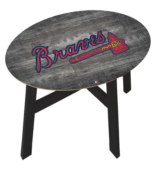 Fan Creations Home Decor Atlanta Braves  Distressed Wood Side Table