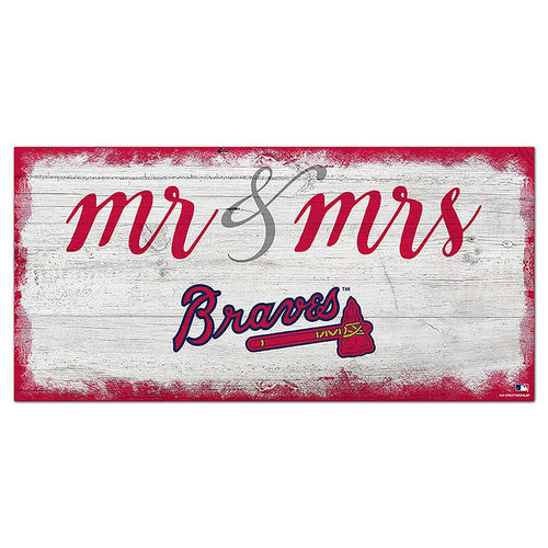Fan Creations 6x12 Horizontal Atlanta Braves Script Mr & Mrs 6x12 Sign