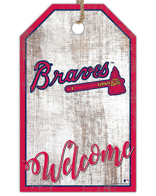 Fan Creations Holiday Home Decor Atlanta Braves Welcome 11x19 Tag
