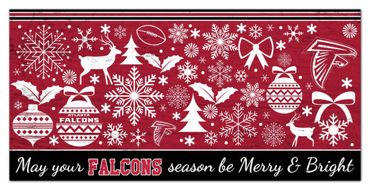 Fan Creations Holiday Home Decor Atlanta Falcons Merry and Bright 6x12