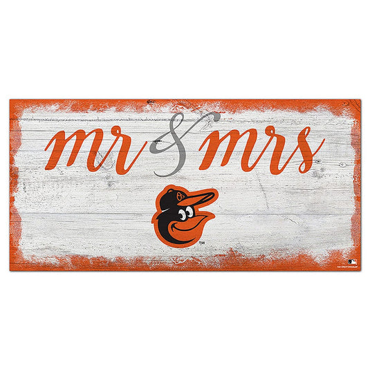 Fan Creations 6x12 Horizontal Baltimore Orioles Script Mr & Mrs 6x12 Sign