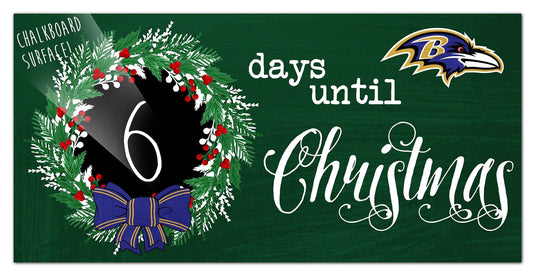 Fan Creations Holiday Home Decor Baltimore Ravens Chalk Christmas Countdown 6x12