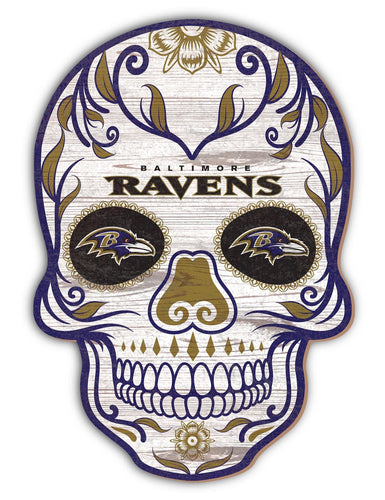Fan Creations Holiday Home Decor Baltimore Ravens Sugar Skull 12in