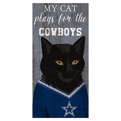 Load image into Gallery viewer, Fan Creations 6x12 Horizontal Black My Cat Plays For The Dallas Cowboys 6x12 Sign
