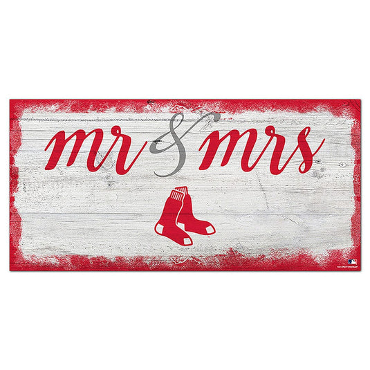 Fan Creations 6x12 Horizontal Boston Red Sox Script Mr & Mrs 6x12 Sign