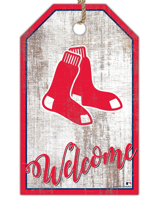 Fan Creations Holiday Home Decor Boston Red Sox Welcome 11x19 Tag