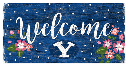 Fan Creations 6x12 Horizontal BYU Welcome Floral 6x12 Sign