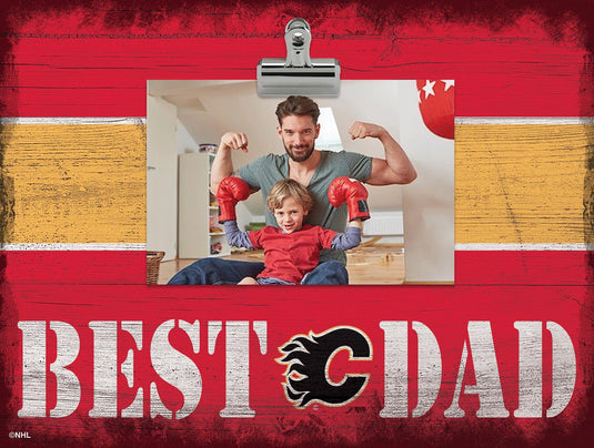 Fan Creations Desktop Stand Calgary Flames Best Dad With Stripe Clip Frame