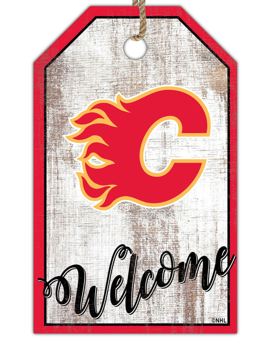 Fan Creations Holiday Home Decor Calgary Flames Welcome 11x19 Tag