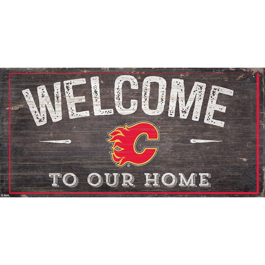 Fan Creations 6x12 Horizontal Calgary Flames Welcome Distressed 6x12