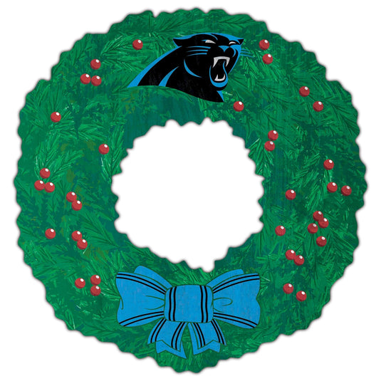 Fan Creations Holiday Home Decor Carolina Panthers Team Wreath 16in